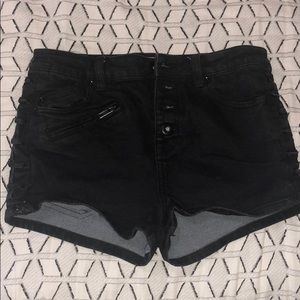 Black denim shorts